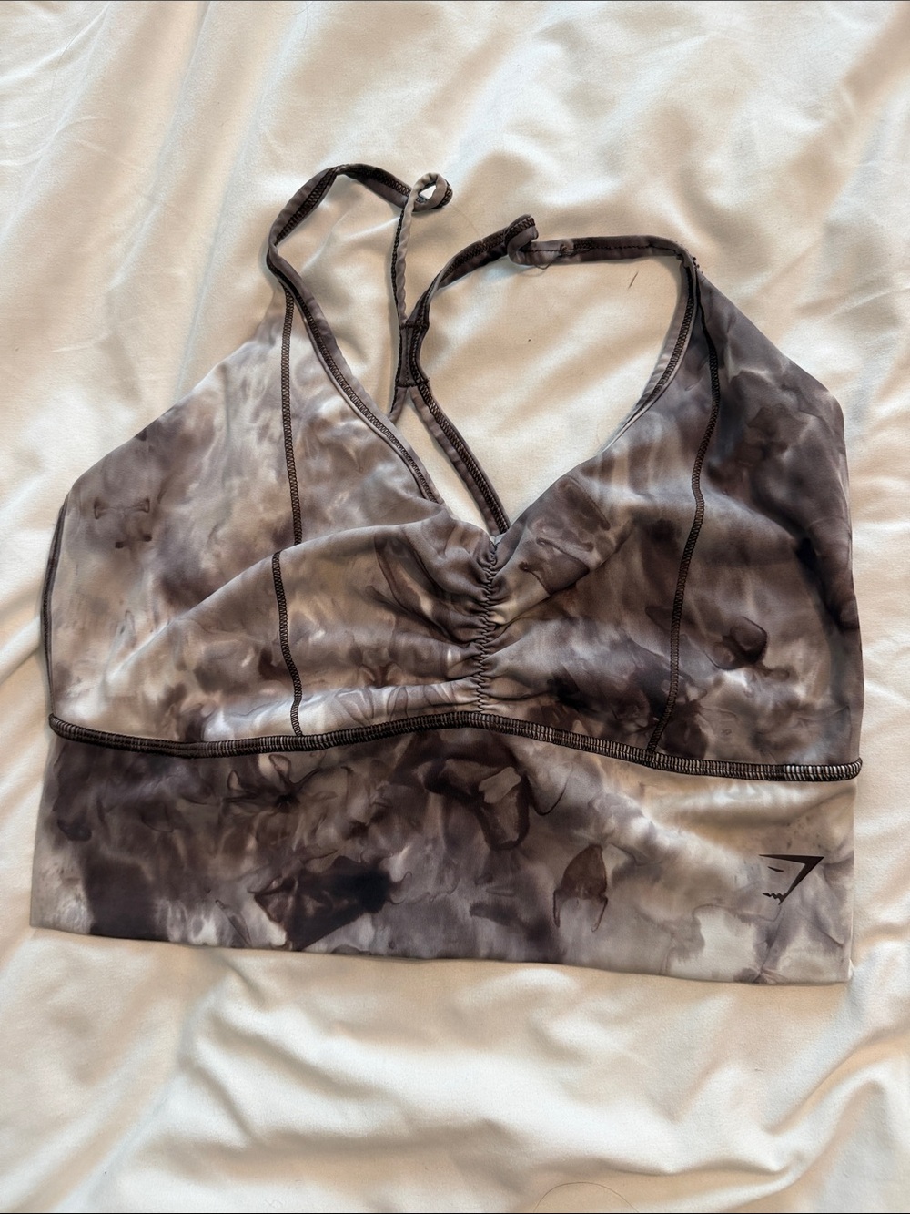 Gymshark Marble Print purple/Gray Tie-Back Sports Bra